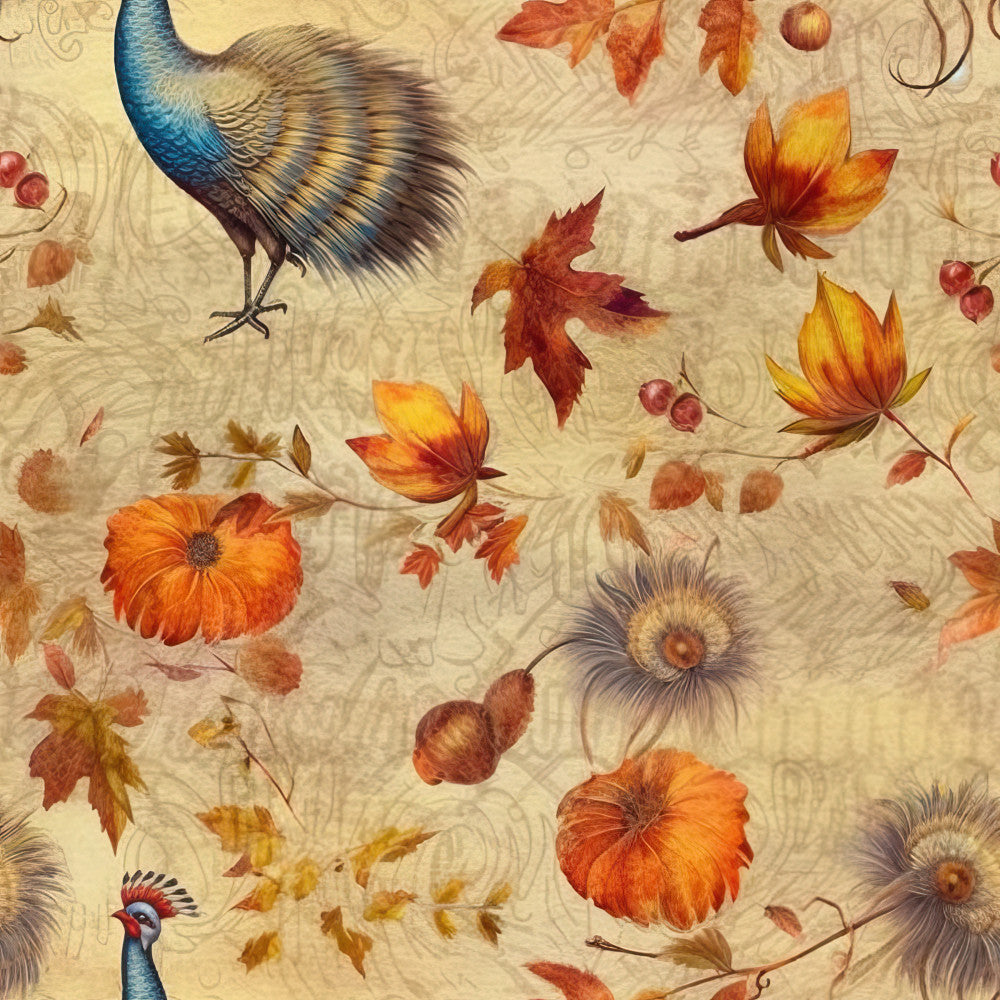 autumn leaves, burnt orange, cream, fall colors, floral, gerbera daisy, gold, golden yellow, maple leaves, nature, peacock, red-orange, rustic, terra cotta, traditional, vintage, whimsical, woodland, bronze berries, botanical, decorative birds, elegant, fall foliage, feathered, harvest, ornamental, painterly, seasonal, warm tones