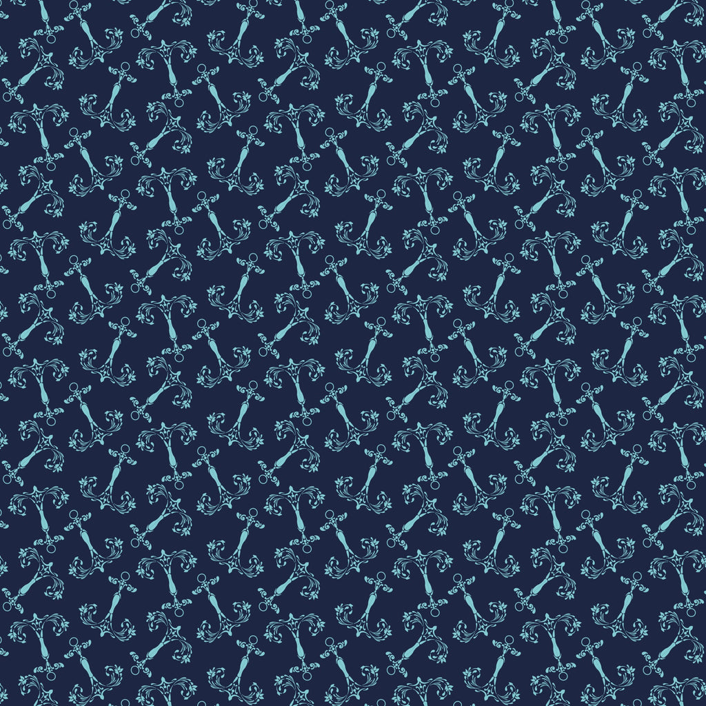 navy blue, turquoise, nautical pattern, anchors, rope details, maritime theme,, fabric panel, ocean motif, sailing design, decorative anchors, nautical rope, sea pattern, coastal style, repetitive pattern, marine elements, sailing theme, anchor chains, nautical coordinates, ocean vibes