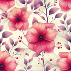 hot pink flowers, coral pink petals, magenta blooms, dusty rose, burgundy accents, purple leaves, floral pattern, botanical design, nature theme, garden flowers, delicate foliage, berries, modern floral, elegant flowers, whimsical botanical, spring flowers, romantic style, feminine design, decorative leaves, artistic flowers, contemporary floral, soft petals, layered flowers, botanical garden, nature-inspired, spring theme, nursery decor, kids room fabric, baby shower, romantic flowers