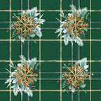 forest green, gold snowflake, winter, holiday, christmas, plaid, tartan, checkered, elegant, traditional, festive, botanical, nature-inspired, white flowers, blue-green foliage, metallic gold, seasonal, luxury, sophisticated, modern traditional, evergreen, frozen, cold weather, decorative, geometric snowflakes, premium, classic holiday, winter wonderland, celebration