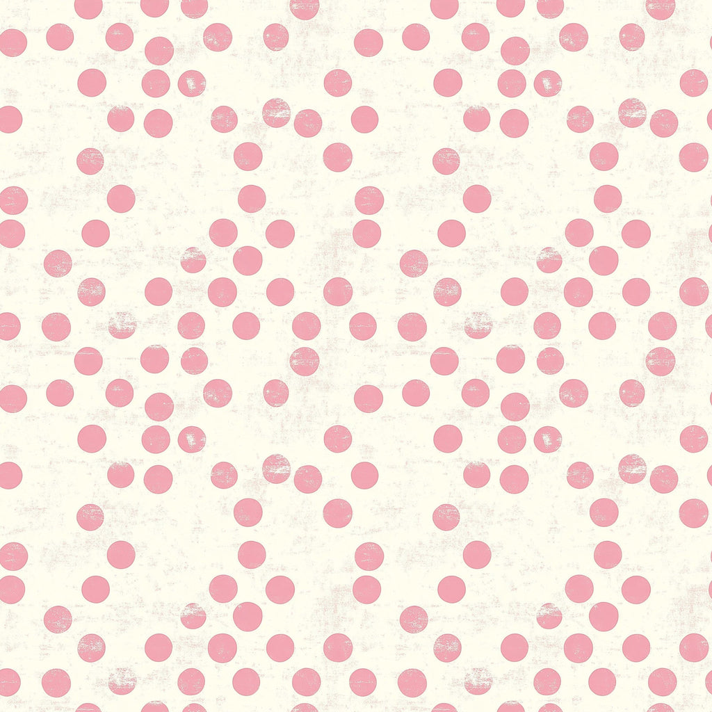pink, cream, polka dots, vintage style, distressed texture, scattered dots, repeating pattern,, fabric panel, soft pink, ivory background, circular motifs, weathered finish, feminine design, retro aesthetic, cotton fabric, crafting material, sewing fabric, shabby chic, pastel colors