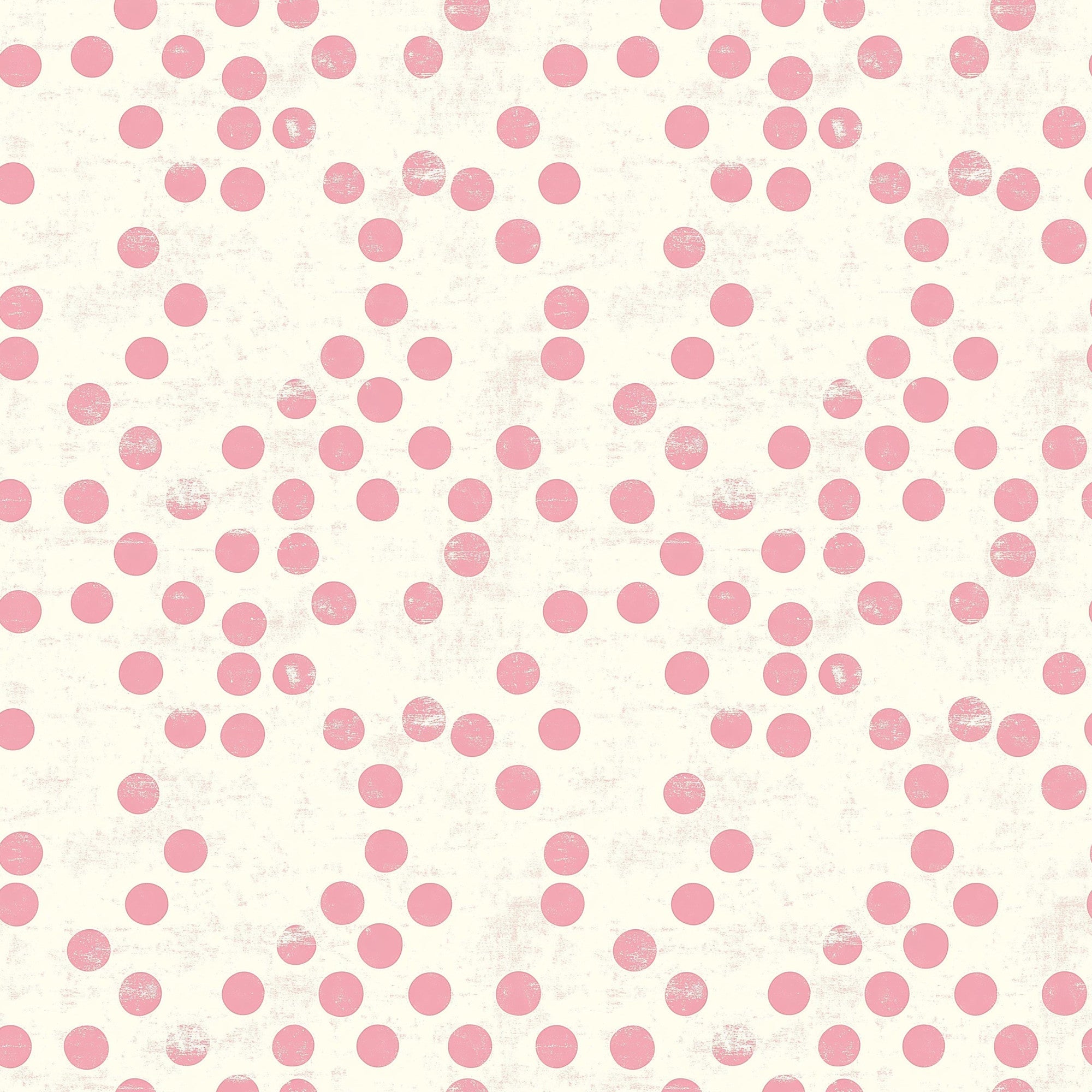 pink, cream, polka dots, vintage style, distressed texture, scattered dots, repeating pattern,, fabric panel, soft pink, ivory background, circular motifs, weathered finish, feminine design, retro aesthetic, cotton fabric, crafting material, sewing fabric, shabby chic, pastel colors
