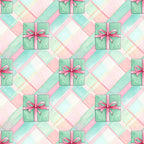 mint green, pale pink, soft turquoise, seafoam, blush pink, cream, pastel, gift boxes, presents, bows, ribbons, herringbone, geometric, diagonal pattern, gift wrapping theme, celebration, festive, whimsical, modern, contemporary, spring, holiday, birthday, special occasion, baby shower, nursery, playroom, kids room, elegant, cheerful