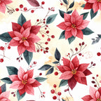 coral pink, deep red, burgundy, crimson red, forest green, dark teal, cream, ivory, poinsettia, floral, botanical, nature, vintage, elegant, romantic, christmas, holiday, winter, berries, leaves, traditional, watercolor, festive, seasonal, home decor, garden flowers, natural elements, timeless