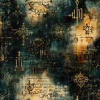 teal, forest green, gold, antique gold, cream, vintage, mystical, celestial, magical, witchy, occult, alchemy, esoteric, steampunk, gothic, dark academia, ornate symbols, geometric patterns, abstract, constellation, stars, arcane, mysterious, elegant, bohemian, alternative, fantasy, grimoire, spell book, ritual