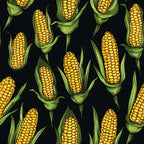 corn pattern, golden yellow, bright green, husks, kernels, vegetable design, harvest theme, farm motif, repeating pattern,, fabric panel, autumn colors, agricultural design, food illustration, botanical print, seasonal fabric, craft material, sewing fabric, garden vegetables, country style