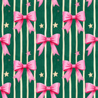 forest green, hot pink, cream, pale yellow, striped, celestial, stars, bows, ribbons, holiday, christmas, festive, whimsical, elegant, modern, playroom, kids room, nursery, baby shower, gift fabric, decorative, feminine, sparkly, shiny, vertical stripes, bow motifs, star accents, seasonal, party themed, girly