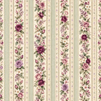 mauve, dusty rose, burgundy, wine red, cream, sage green, floral, striped, vintage, roses, romantic, elegant, traditional, cottage core, botanical, spring, summer, nature, garden flowers, buds, leaves, classic, timeless, shabby chic, farmhouse, delicate, layered florals, multi-floral, heirloom, nostalgic