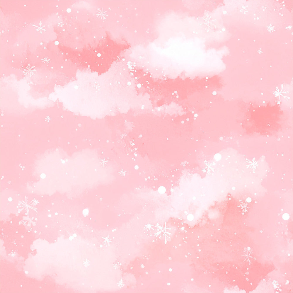 pastel pink, soft pink, blush pink, coral pink, white, snowflakes, clouds, winter, christmas, holiday, celestial, dreamy, whimsical, magical, elegant, soft, gentle, nursery, baby, kids room, playroom, winter wonderland, snowy, sparkly, glittery, festive, cozy, sweet, romantic, fairytale
