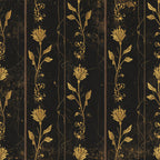 black and gold, gold leaf, botanical, floral, vintage, elegant, damask, ornate, traditional, luxurious, classic, flowers, nature, leaves, vines, scrolls, curling stems, distressed, antique, timeless, romantic, sophisticated, victorian, neoclassical, metallic gold, dark background, delicate details, botanical illustration, garden themed, formal