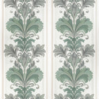 sage green, gray green, soft green, cream, ivory, damask, floral, ornamental, acanthus leaves, scrollwork, botanical, vintage, traditional, elegant, classic, neoclassical, symmetrical, decorative, victorian, ornate, leaf motifs, architectural, formal, timeless, sophisticated, nature-inspired, wallpaper-inspired, home decor, upholstery style