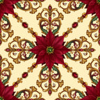 burgundy, deep red, gold, cream, ivory, beige, forest green, jewel tones, floral, damask, ornamental, baroque, victorian, elegant, luxurious, traditional, poinsettia, scrollwork, filigree, ornate, holiday, christmas, festive, vintage, botanical, sophisticated, formal, decorative, red flowers, golden accents