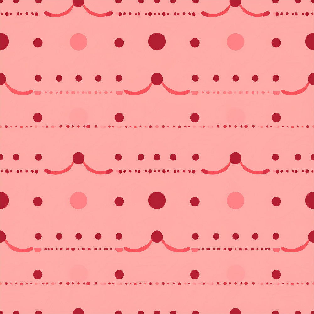 rose pink, burgundy, coral pink, polka dots, dotted pattern, scalloped edges, garland, festive, playful, whimsical, modern, cute, decorative circles, party theme, celebration, nursery, kids room, baby shower, toddler, sweet, vintage inspired, charming, fun, cheerful, bright, soft palette, feminine, delicate