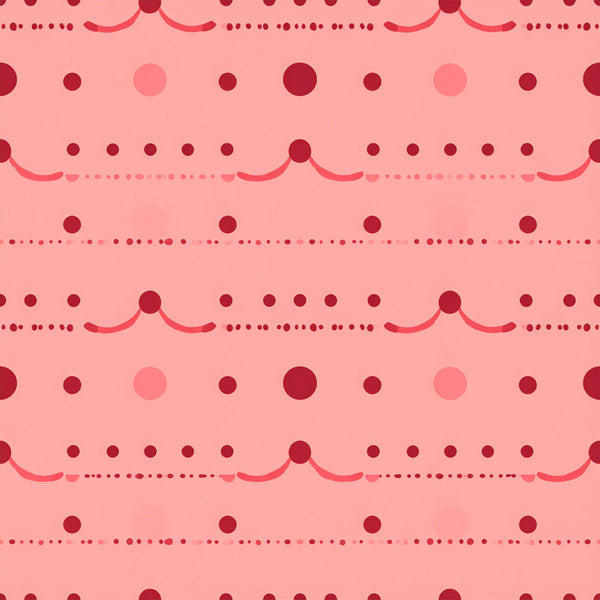 rose pink, burgundy, coral pink, polka dots, dotted pattern, scalloped edges, garland, festive, playful, whimsical, modern, cute, decorative circles, party theme, celebration, nursery, kids room, baby shower, toddler, sweet, vintage inspired, charming, fun, cheerful, bright, soft palette, feminine, delicate