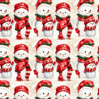 red, white, cream, holiday, christmas, snowman, winter, festive, plaid, checkered, whimsical, cute, cheerful, kids, children, nursery, playroom, baby, seasonal, snow, carrot nose, scarf, hat, family, cheerful winter, holiday themed, traditional christmas, seasonal decor, playful