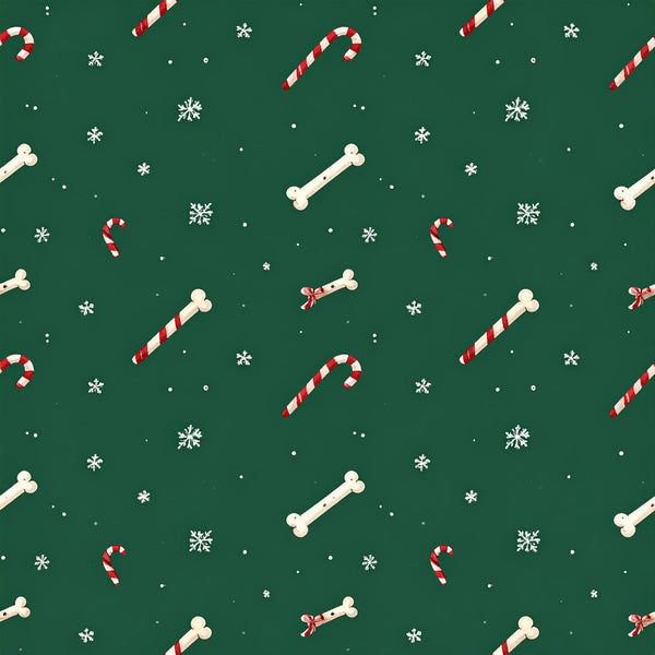 forest green, cream, red and white, candy canes, bones, dog bones, snowflakes, winter, christmas, holiday, festive, playful, whimsical, fun, pet themed, puppy, dog lover, kids, children, nursery, playroom, traditional christmas, vintage christmas, cute, decorative, seasonal, cold weather, snow, peppermint candy, xmas