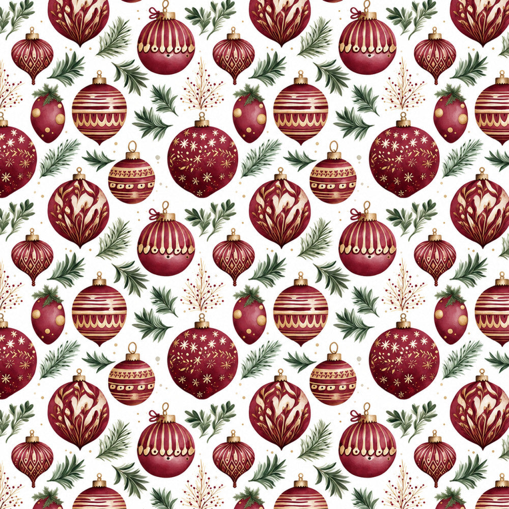 burgundy, wine red, gold, cream, forest green, ornaments, baubles, christmas, holiday, festive, elegant, traditional, vintage, floral, botanical, evergreen branches, pine needles, seasonal, winter, luxury, decorative, sophisticated, timeless, celebration, formal, opulent, damask, nature-inspired