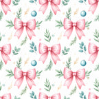 blush pink, rose pink, soft pink, sage green, eucalyptus, teal blue, gold accents, christmas, holiday, festive, bows, ribbons, evergreen branches, botanical, nature, elegant, whimsical, ornaments, decorative, gift-themed, winter, celebration, traditional, sophisticated, feminine, romantic, nursery, baby shower, children's room