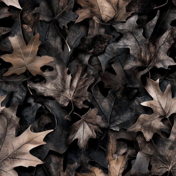autumn leaves, fallen foliage, brown tones, tan colors, sepia hues, oak leaves, maple leaves, camouflage pattern, hunting camo, realistic design, nature motif, woodland theme,, fabric panel, earth tones, forest floor, leaf texture, outdoor theme, fall season, natural camouflage