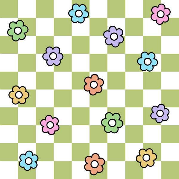 colorful flowers, bright flowers, floral pattern, geometric flowers, flower motifs, lime green, pale yellow, soft pink, sky blue, lavender purple, coral orange, sage green, cheerful, whimsical, playful, cute, modern floral, spring flowers, summer flowers, kids design, children's pattern, nursery decor, playroom fabric, baby shower, fun and bright, multi-colored flowers, simple flowers, bold colors, daisy flowers