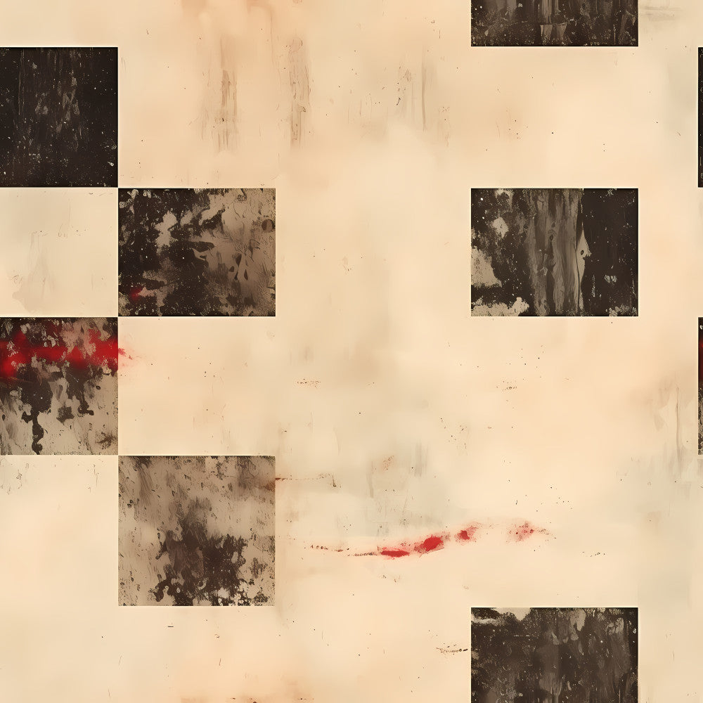 cream, beige, tan, black, charcoal gray, deep red, burgundy, rust, abstract, collage, distressed, vintage, grunge, modern, contemporary, artistic, textured, mixed media, dark moody, neutral palette, eclectic, bohemian, gallery wall aesthetic, artistic print, monochromatic with accents, weathered, urban style, sophisticated, edgy, artistic home decor