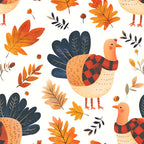 autumn turkey, fall leaves, thanksgiving, harvest theme, woodland animals, birds, orange, cream, navy blue, burnt orange, red plaid, checkered, nature inspired, whimsical, playful, kids room, nursery, toddler, seasonal, fall foliage, acorns, berries, feathered friends, rustic charm, farm animals, cozy, warm tones, children's decor