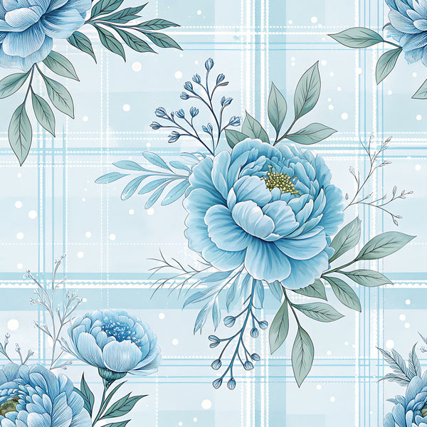 light blue, powder blue, sky blue, pale blue, soft blue, sage green, dusty green, cream white, ivory, floral, peony, botanical, nature, elegant, romantic, vintage, delicate, feminine, spring, summer, leaves, branches, berries, flowering plants, garden, damask pattern, grid pattern, dotted, sophisticated, classic