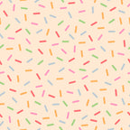rainbow sprinkles, colorful sprinkles, pink background, peach background, multicolored, candy sprinkles, dessert pattern, fun pattern, whimsical design, bright colors,, fabric panel, cheerful mood, bakery theme, sweet treats, scattered pattern, playful design, orange sprinkles, blue sprinkles, green sprinkles