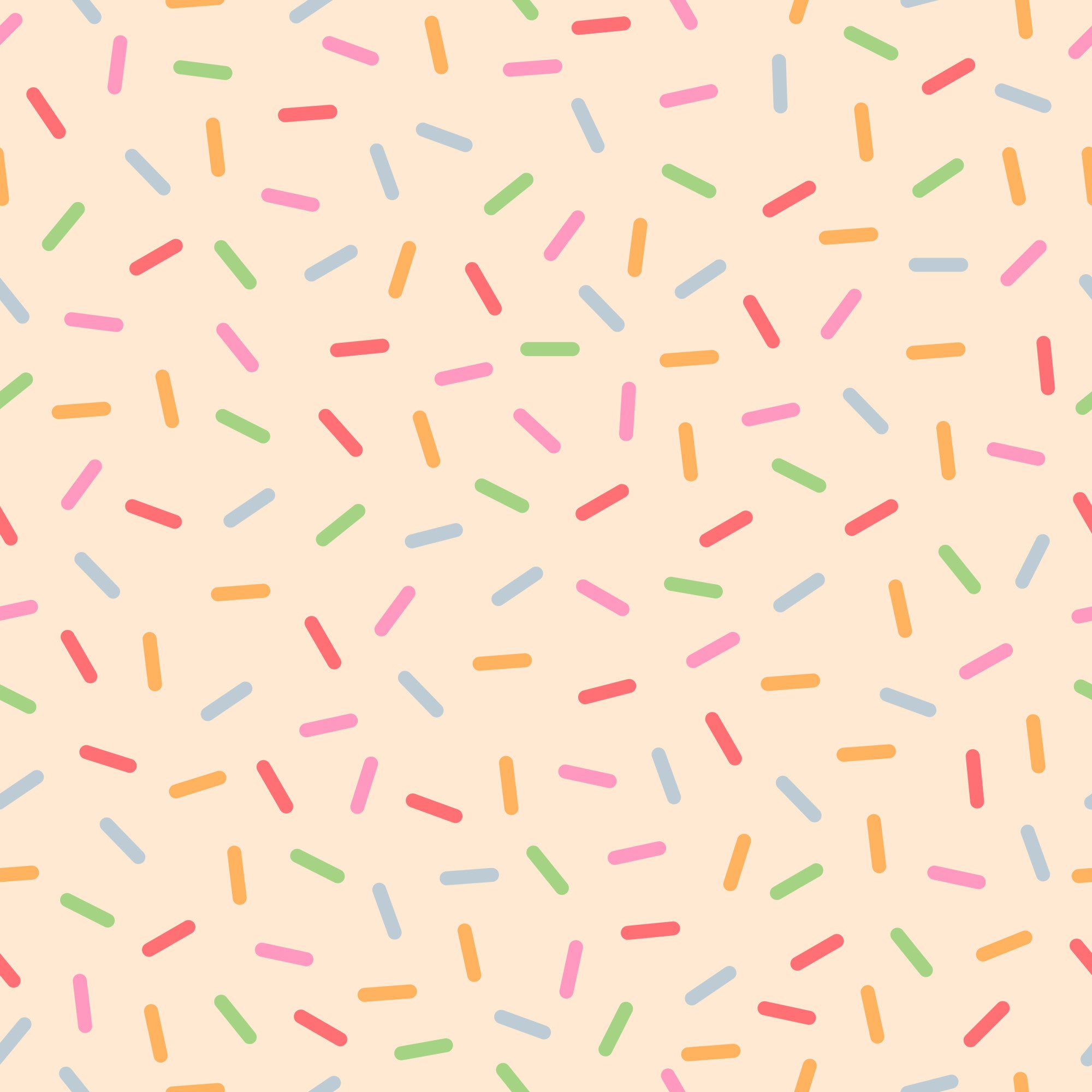 rainbow sprinkles, colorful sprinkles, pink background, peach background, multicolored, candy sprinkles, dessert pattern, fun pattern, whimsical design, bright colors,, fabric panel, cheerful mood, bakery theme, sweet treats, scattered pattern, playful design, orange sprinkles, blue sprinkles, green sprinkles