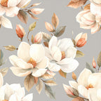 magnolia flowers, cream, ivory, blush pink, coral pink, dusty rose, sage green, gray, taupe, watercolor floral, botanical, nature, vintage, romantic, elegant, spring, garden, blossoms, buds, leaves, branches, delicate, soft, feminine, traditional, timeless, home decor, nursery, baby shower