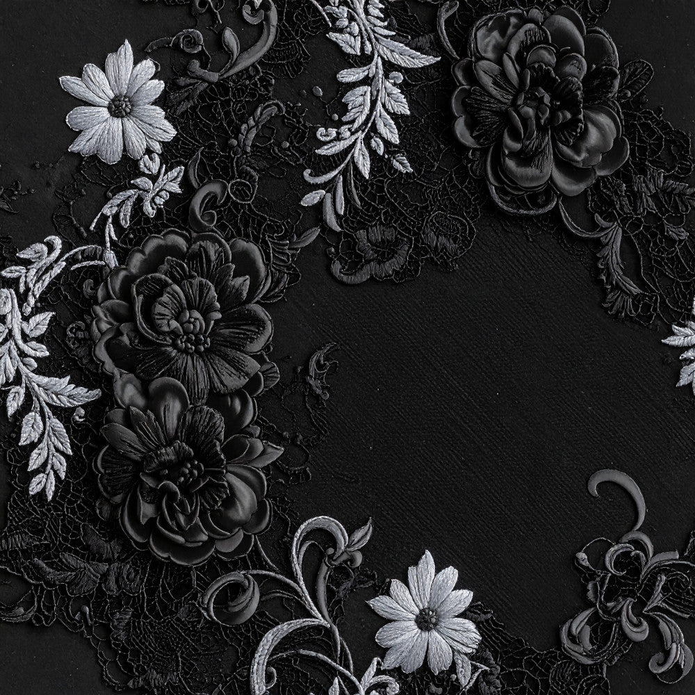 black and white, monochrome, floral, botanical, vintage, elegant, ornate, damask, roses, peonies, scrolls, flourishes, classical, timeless, gothic, romantic, sophisticated, luxury, decorative, nature-inspired, detailed, intricate, traditional, formal, victorian, dark academia, dramatic, high contrast, white flowers, ornamental leaves
