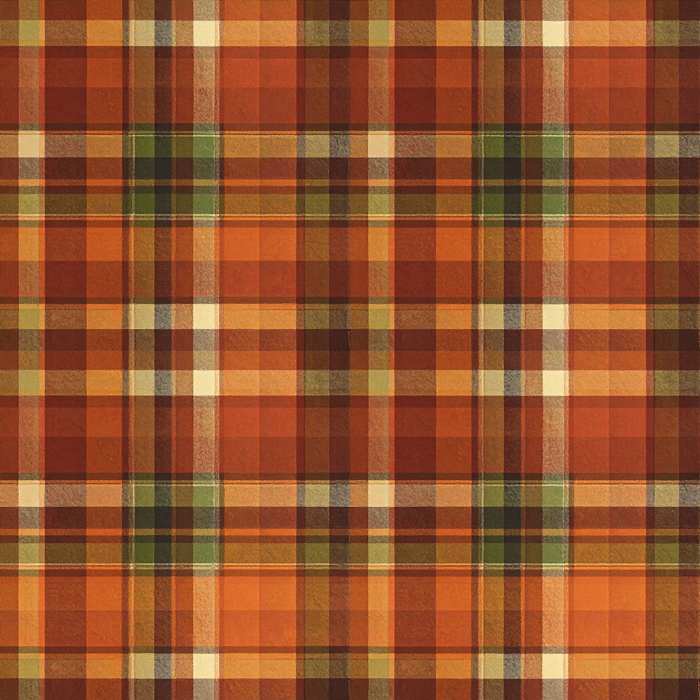 burnt orange, rust red, terracotta, deep red, cream, tan, olive green, sage green, plaid, tartan, checkered, traditional, rustic, vintage, farmhouse, autumn, fall, warm tones, earthy, heritage, country, woven look, classic, cozy, cabin, lodge, masculine, structured, geometric pattern