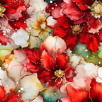 deep red, crimson, ruby red, coral pink, dusty rose, blush pink, pale pink, cream, ivory, gold, champagne, emerald green, sage green, floral, watercolor, alcohol ink, abstract, elegant, luxurious, botanical, nature, flowers, roses, peonies, festive, holiday, christmas, romantic, feminine, whimsical