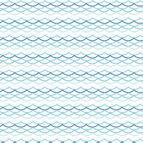 navy blue, light blue, teal, aqua, white, wave pattern, ocean waves, nautical design, sea motif, repeating waves, horizontal stripes, water pattern, marine theme, coastal design,, fabric panel, beach vibes, flowing waves, layered waves, maritime pattern