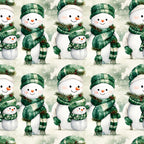 forest green, cream white, plaid, checkered, snowman, winter, christmas, holiday, festive, whimsical, cute, cheerful, child-friendly, playful, nursery, kids room, toddler, evergreen, snow, pine branches, carrot nose, scarf, beanie, hat, mittens, snowy, seasonal, joyful