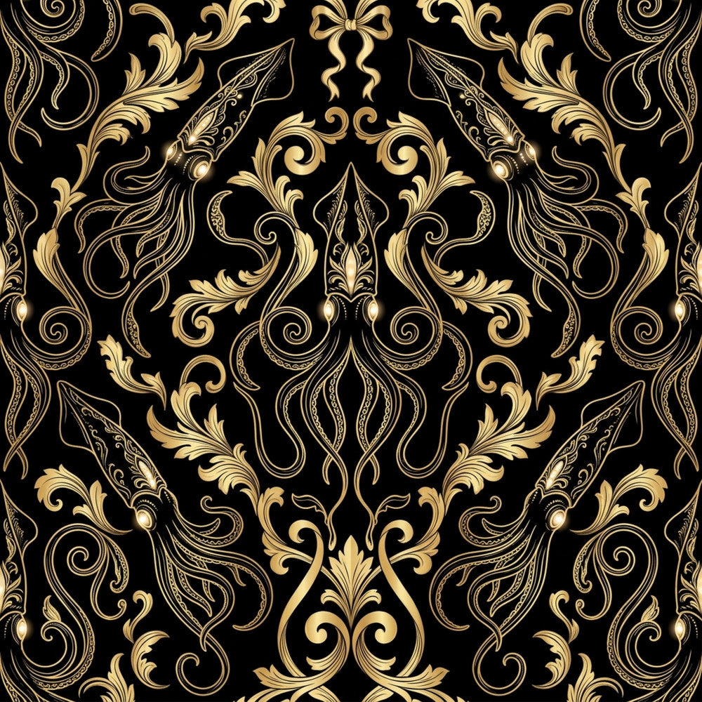 gold and black, black background, gold ornament, damask, baroque, ornamental scrollwork, floral swirls, elegant, luxury, sophisticated, traditional, victorian, ornate, decorative, classic, timeless, vintage, formal, upscale, rich, regal, ornamental leaves, filigree, scrolling vines, metallic gold, high-end, wedding, formal event, home decor, upholstery