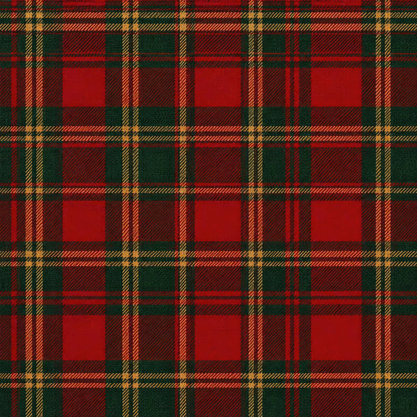 red plaid, forest green, gold, tartan, traditional, classic, holiday, christmas, scottish, festive, geometric, checked pattern, red and green, winter, elegant, rustic, farmhouse, vintage, family gatherings, cozy, warm tones, formal wear, dress fabric, home decor, seasonal, timeless, burgundy red, deep green, woven pattern, plaid design