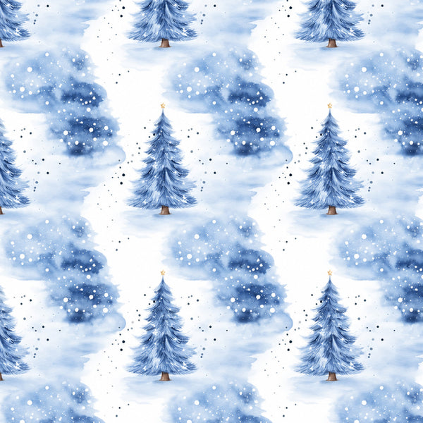winter wonderland, snowy forest, christmas, holiday, navy blue, light blue, white, powder blue, trees, evergreen, pine trees, gold star, snowflakes, bokeh, whimsical, festive, magical, winter scene, cold weather, snow-covered, night sky, twinkling, celestial, nursery, kids room, baby shower, cozy, enchanted forest, blue and white, seasonal