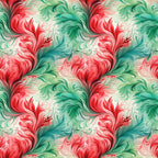 watercolor, christmas swirls, red, green, turquoise, coral pink, cream, flowing patterns, ornate flourishes, decorative scrollwork, holiday fabric,, seamless repeat, elegant swirls, festive colors, botanical motifs, vintage style, fabric panel, christmas crafting, holiday quilting