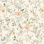 cream floral, delicate flowers, small flowers, wildflower, botanical, nature, spring, summer, soft yellow, golden yellow, warm peachy, dusty rose, blush pink, sage green, olive green, vintage floral, whimsical, romantic, feminine, cottage core, garden, meadow, natural, botanical illustration, branch, leaf, organic, calming, nursery, baby
