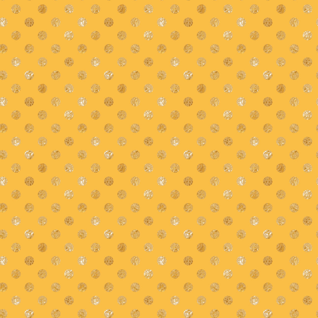 golden yellow, polka dots, circular patterns, metallic accents, geometric design,, fabric panel, celebration theme, gold foil, dotted pattern, bright yellow, shimmery dots, repeating motifs, cheerful mood, festive fabric, cotton material, small circles, uniform spacing, party theme, decorative dots