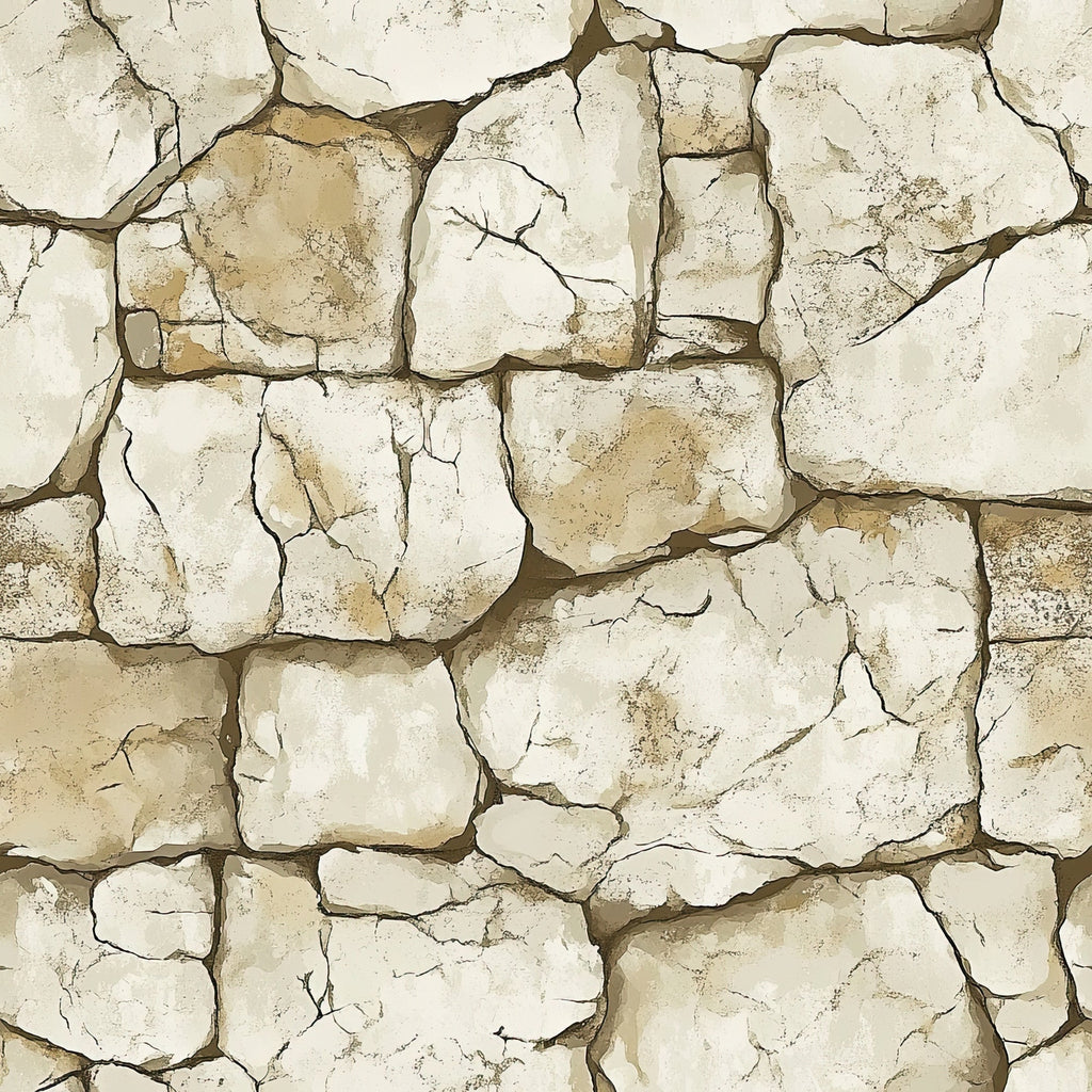 beige, cream, tan, stone wall, cracked stones, irregular blocks, weathered texture, rustic pattern, western theme, aged appearance, natural stone,, fabric panel, earthy tones, rough hewn, desert colors, southwestern style, building blocks, mortar joints, distressed finish