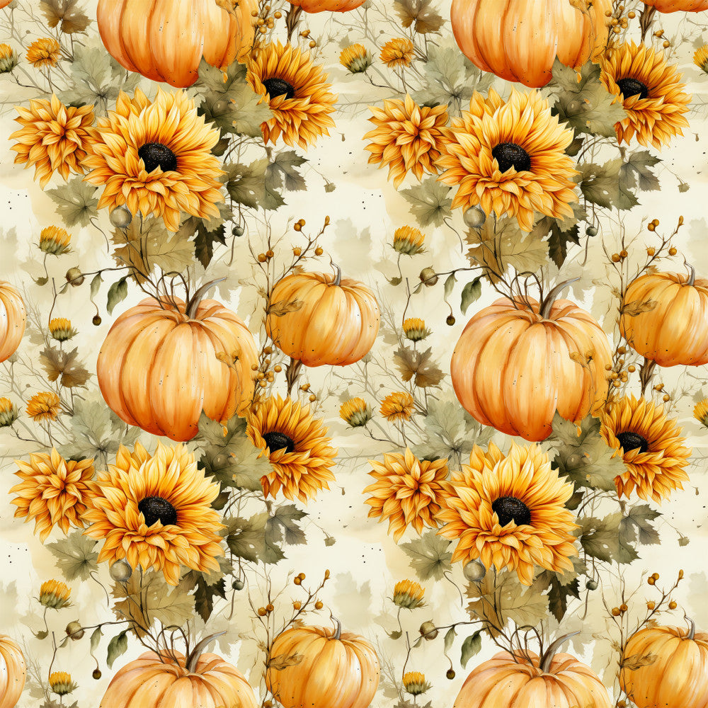 autumn floral, pumpkin orange, golden yellow, cream, sage green, sunflowers, pumpkins, fall harvest, botanical, nature, rustic, farmhouse, cottage core, thanksgiving, autumn, fall, harvest season, garden flowers, seasonal, warm tones, earthy colors, traditional, vintage inspired, country style, dried flowers, botanical illustration