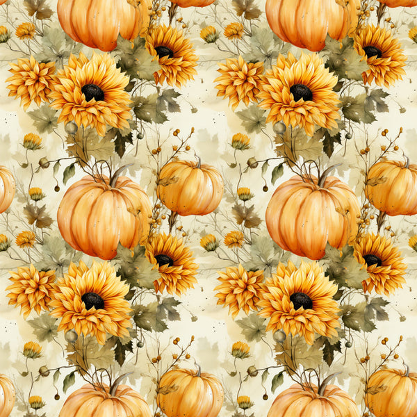 autumn floral, pumpkin orange, golden yellow, cream, sage green, sunflowers, pumpkins, fall harvest, botanical, nature, rustic, farmhouse, cottage core, thanksgiving, autumn, fall, harvest season, garden flowers, seasonal, warm tones, earthy colors, traditional, vintage inspired, country style, dried flowers, botanical illustration