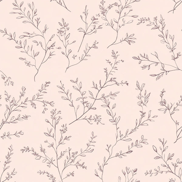 blush pink, taupe, botanical, delicate branches, line drawing, minimalist floral, nature, organic, elegant, modern, botanical illustration, wildflowers, seeds, small flowers, spring, soft, peaceful, nursery, baby, gender neutral, bohemian, rustic, vintage, natural elements, line art, sketch style, calming, gentle