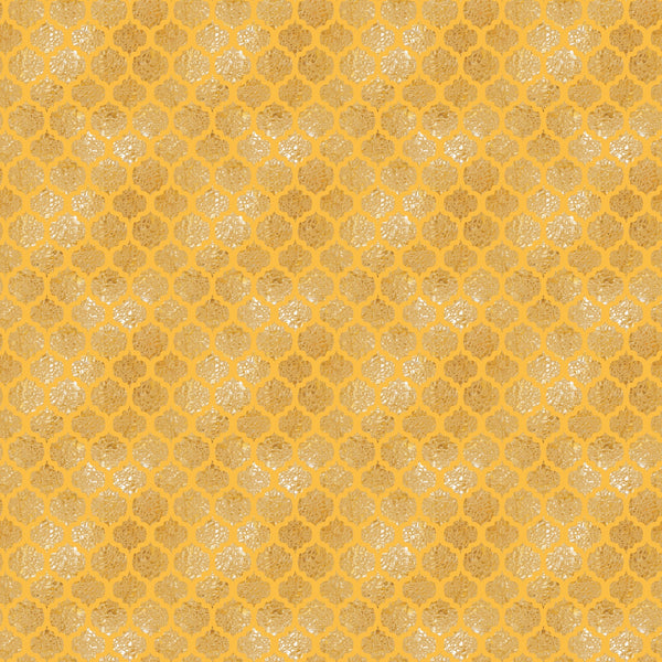 golden yellow, mustard yellow, geometric pattern, quatrefoil design, moroccan motif, metallic gold, shimmery finish, repeating pattern, lattice design, ornate shapes,, fabric panel, luxurious appearance, decorative motifs, arabesque style, celebration theme, elegant pattern, textured surface, warm tones, sophisticated design