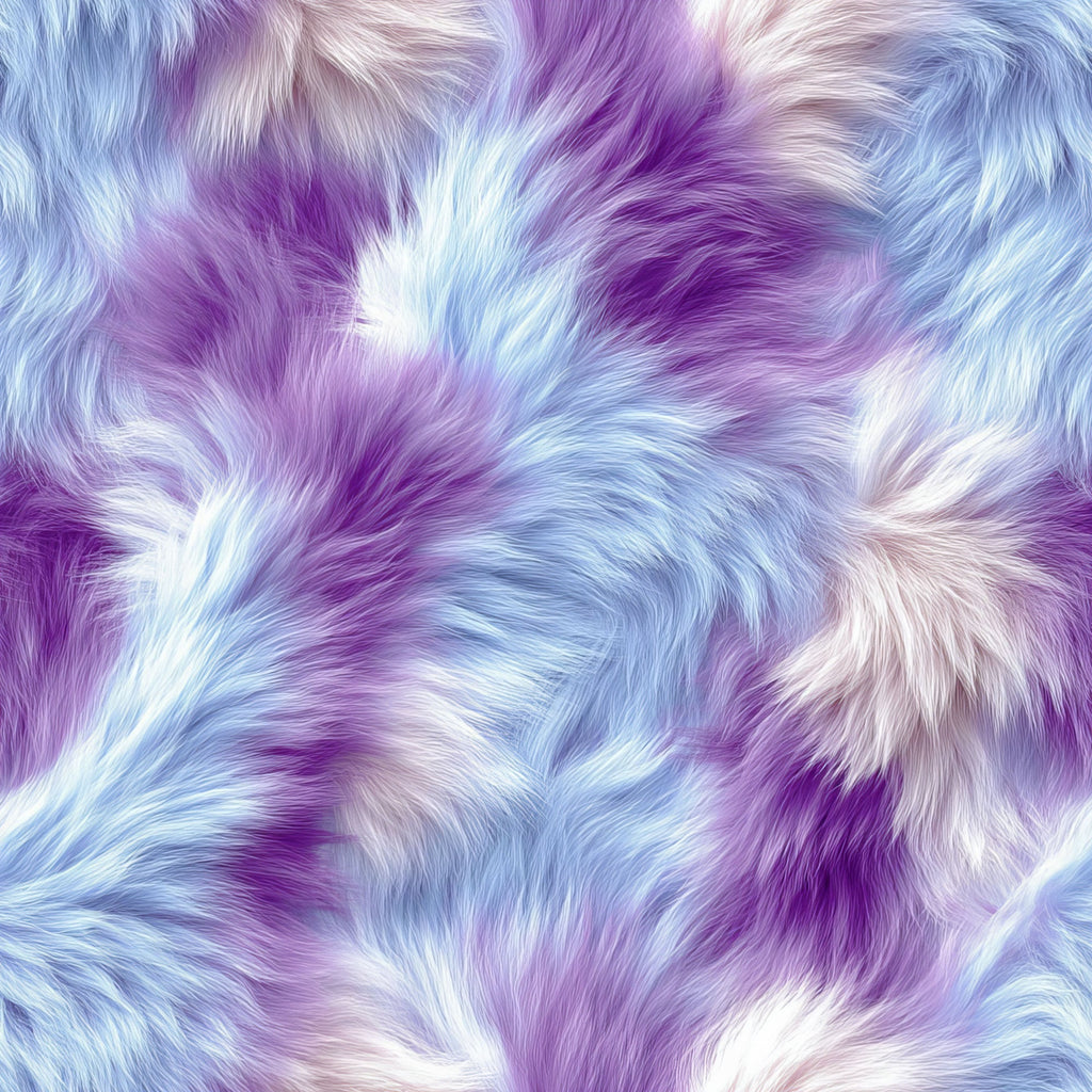 fluffy fur, purple tones, lavender shades, blue hues, white highlights, swirled pattern, flowing texture, soft appearance, luxurious feel, pastel colors, wispy design, cloud-like, dreamy aesthetic,, fabric panel, smooth gradients, ethereal mood, plush texture, fantasy colors, artistic swirls