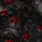 deep red roses, dark red flowers, black background, gold sparkles, golden lights, celestial pattern, starry night, romantic design, elegant style, luxury aesthetic, dark floral, red and black, glowing lights, ornate vines, scrolling branches, gothic romance, dramatic flowers, sophisticated pattern, evening elegance, Valentine's day, romance theme, luxe decor, deep jewel tones, rich colors, decorative florals, whimsical lights, dark glamour, premium design