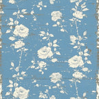 powder blue, cream white, vintage roses, floral pattern, distressed wood, weathered planks, shabby chic, romantic blooms, cottage style,, fabric panel, farmhouse aesthetic, botanical design, aged finish, rustic background, rose motifs, country charm, worn texture, vintage style