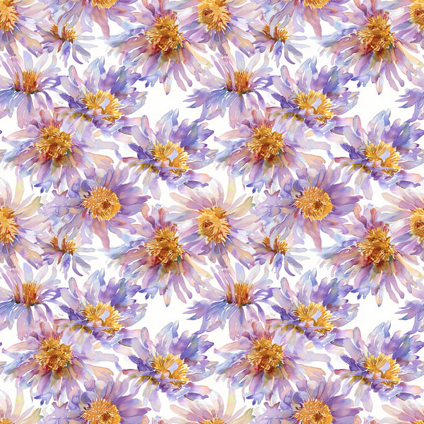 lavender, purple, gold, golden yellow, soft pink, blush, watercolor, floral, daisy, flower, nature, botanical, spring, summer, elegant, whimsical, romantic, artistic, hand-painted, garden, delicate, pastel, dreamy, soft, gentle, feminine, cottage core, wildflower, painted petals